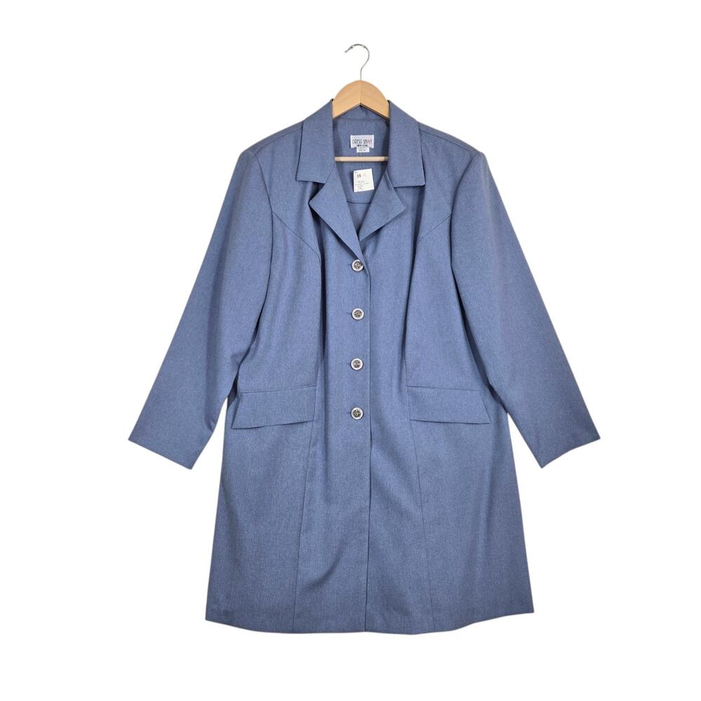 Vintage Dress Savvy Long Blazer Jacket 18W Blue Made USA Office Career Chic NWT